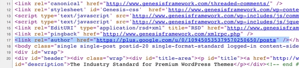 StudioPress Genesis 1.9 - Google Author